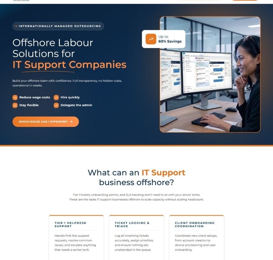 IT Services Marketing Agency Website's IT Support Page Made by Anayka Infotech
