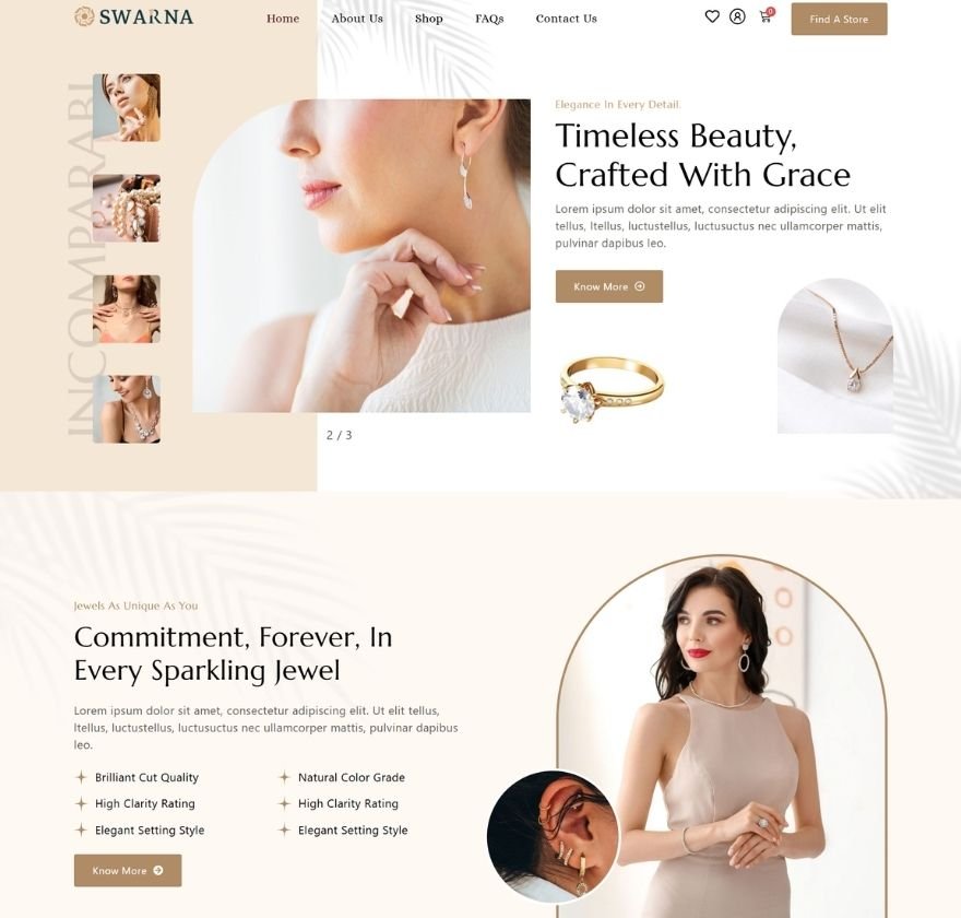 Jewellery Accessories Website Of E-commerce Marketing Agency
