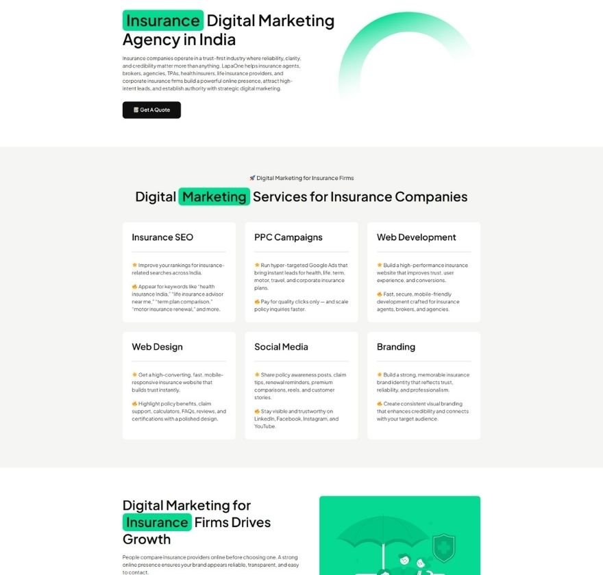 Insurance Service Page Of Insurance Marketing Agency Made by Anayka Infotech