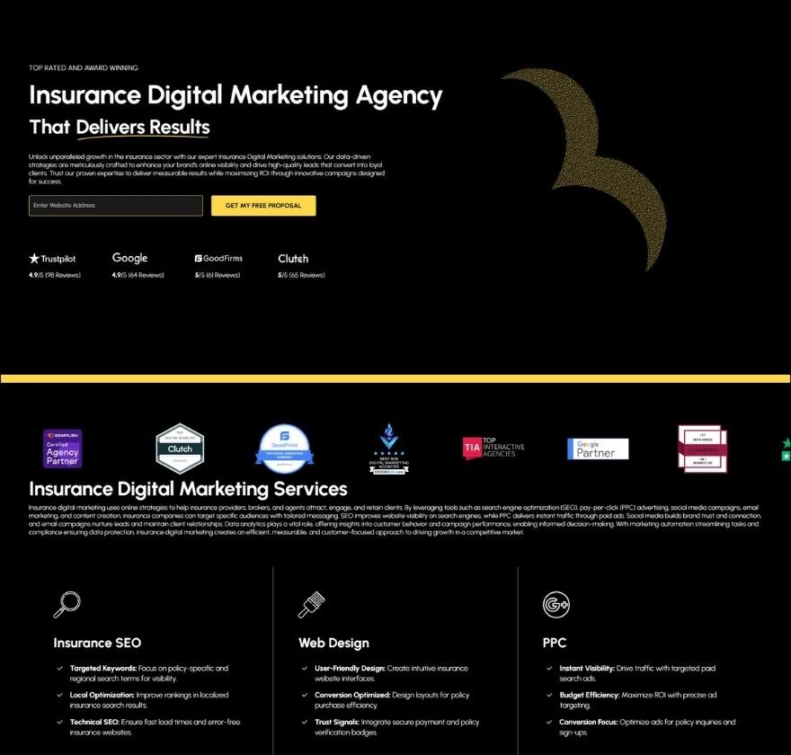 Insurance Service Page Of Insurance Digital Marketing Agency Made by Anayka Infotech