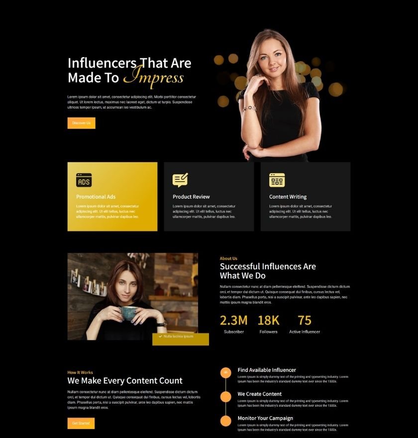 Landing page of a social media influencer featuring vibrant visuals and links to their latest content and social media profiles.