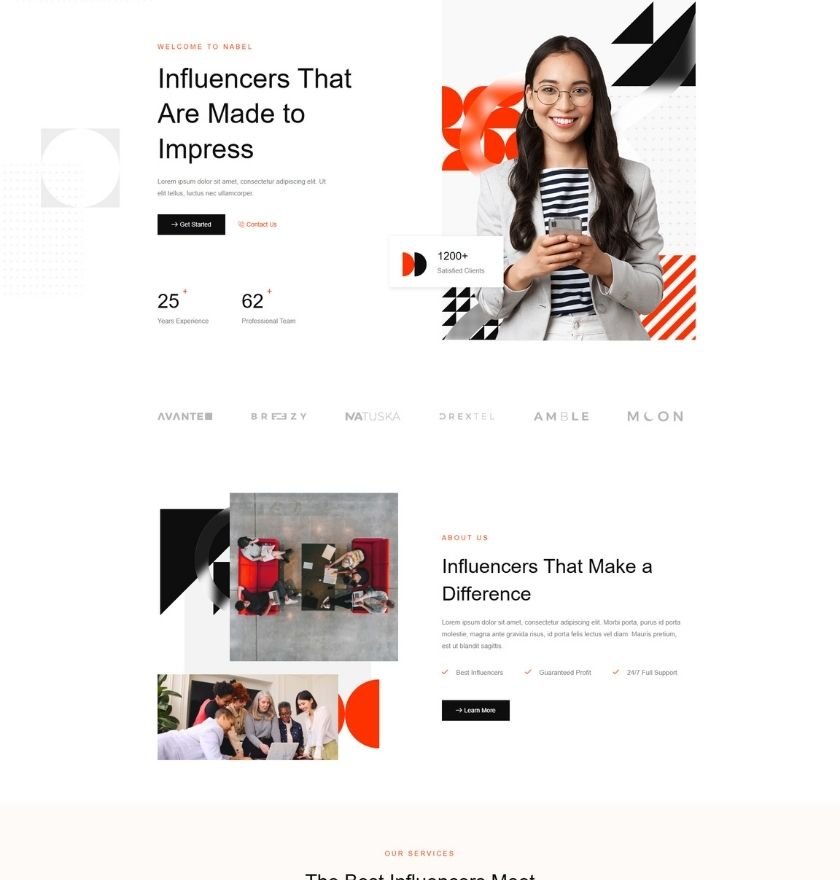 Landing page of a social media influencer featuring vibrant visuals and links to their latest content and social media profiles.